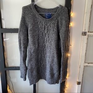 AMERICAN EAGLE Cable Knit Sweater Dress Dark Gray